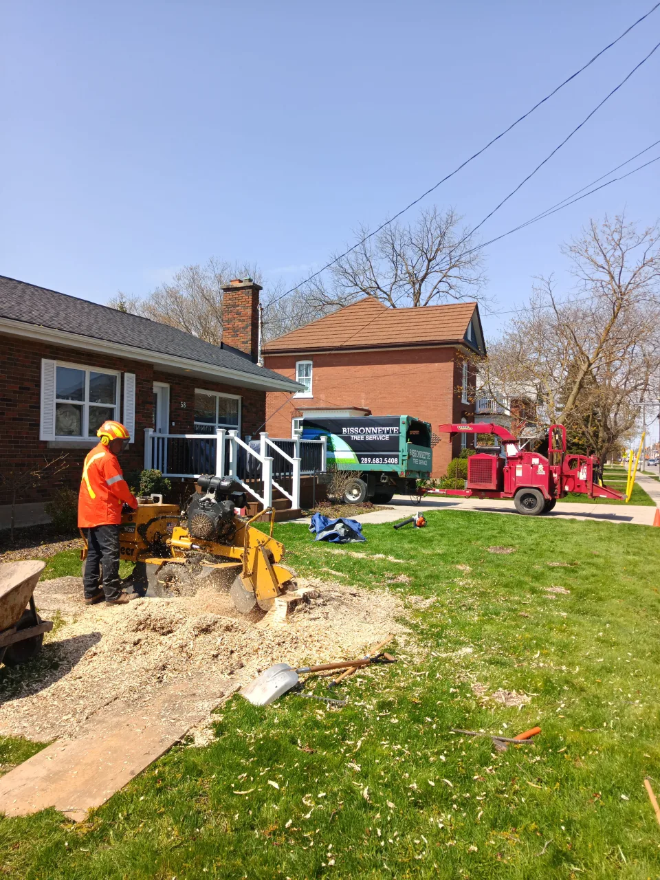 Stump grinding at a residential property